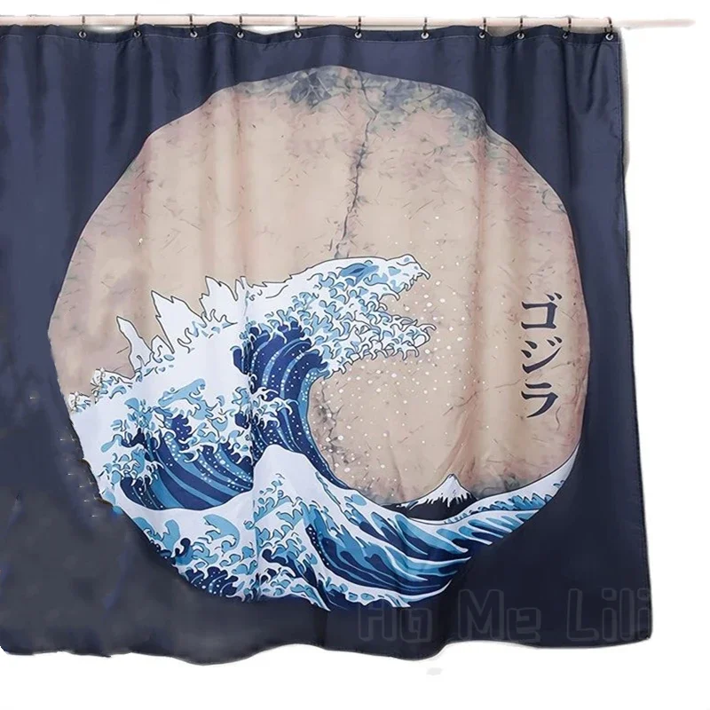 Водонепроницаемая занавеска для душа с крючками голубого цвета