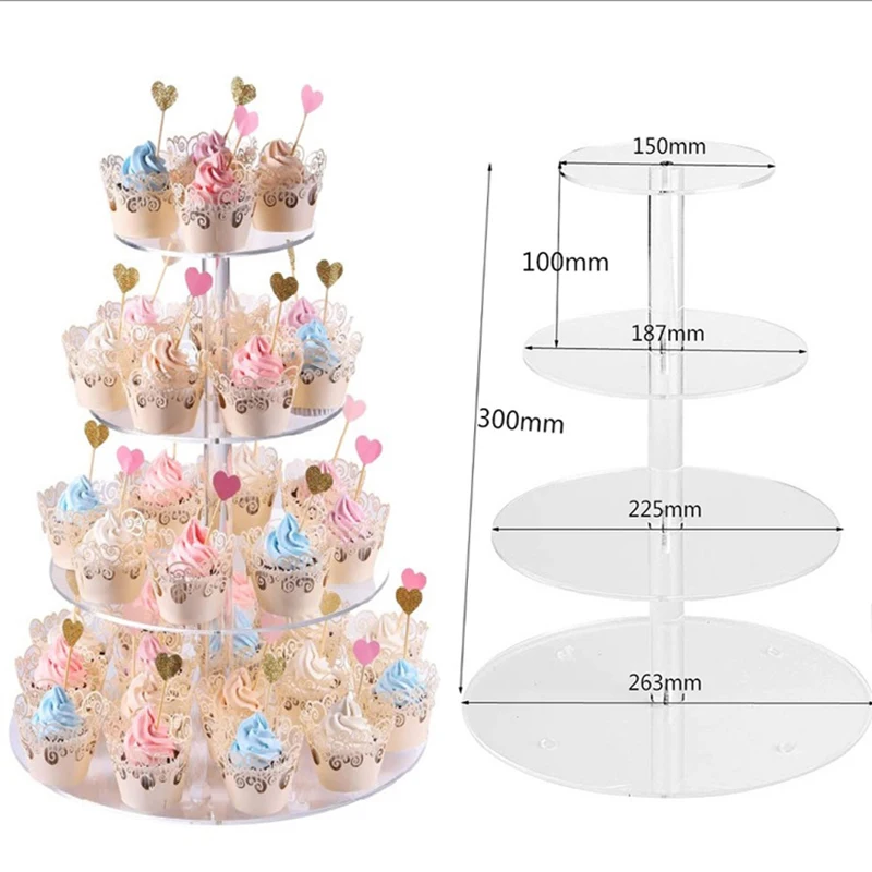 Multi-Layer Round Acrylic Crystal Wedding Cake Stand Display Shelf Cupcake Holder Plate Birthday Party Decoration Stands Molds