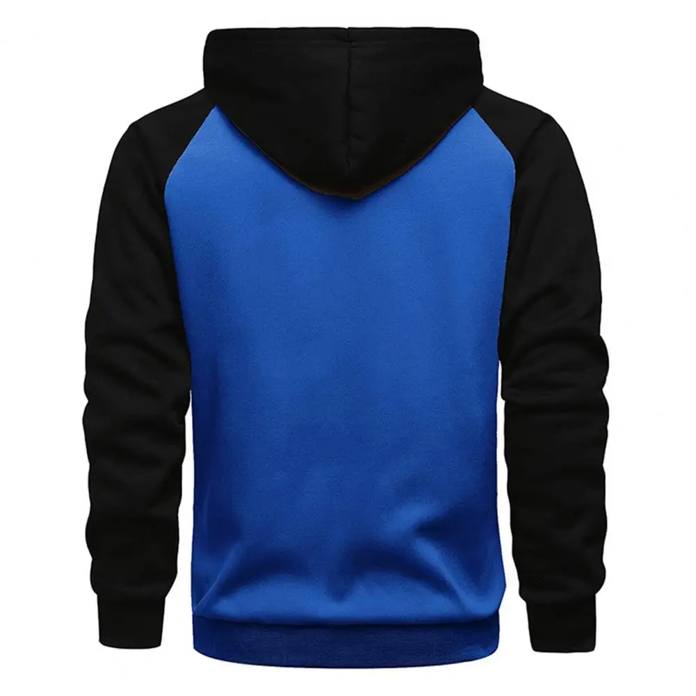 

Autumn Hoodie Long Sleeves Pockets Keep Warm Color Block Men Spring Coat Autumn Coat for Daily Wear