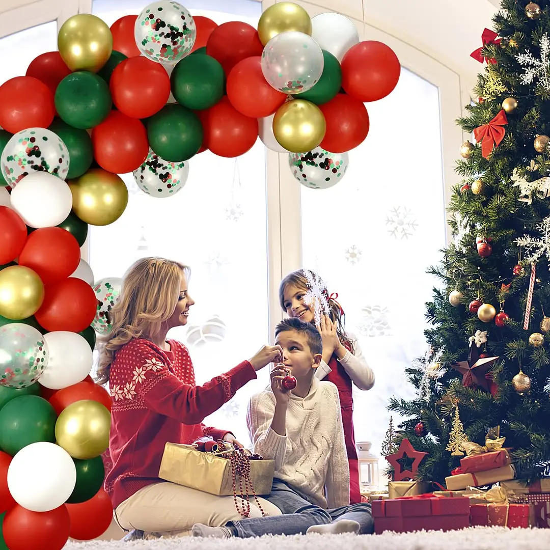 Красный зеленый белый конфетти фотоарки день рождения свадьба Рождество Новый