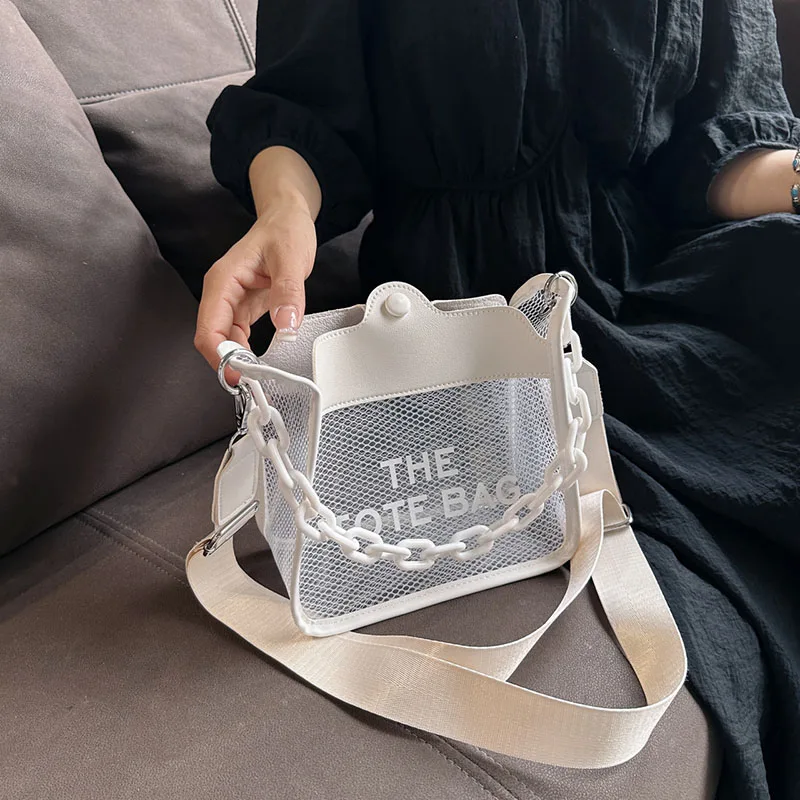 

Summer Women Clear Transparent Crossbody Bag Female PVC Handbags and Purses Acrylic Chain Square Shoulder Bag