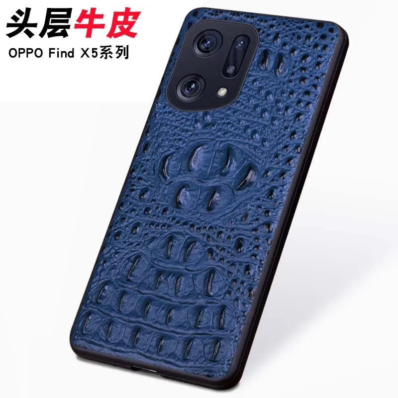 Hot Sales New Luxury Genuinnew Genuine Leather Luxury 3d Crocodile Head Phone Case For Oppo Find X5 Pro Magicv Cover Case