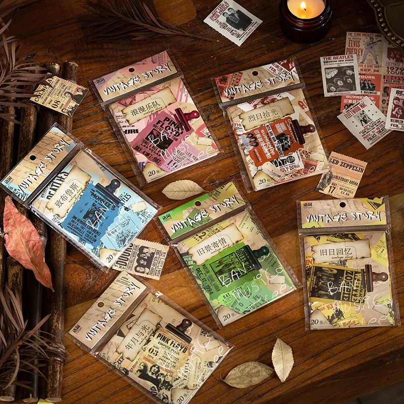 

21 pcs Vintage INS Scrapbooking material paper Diary Album Stationery hand made Decor Labels Collage material