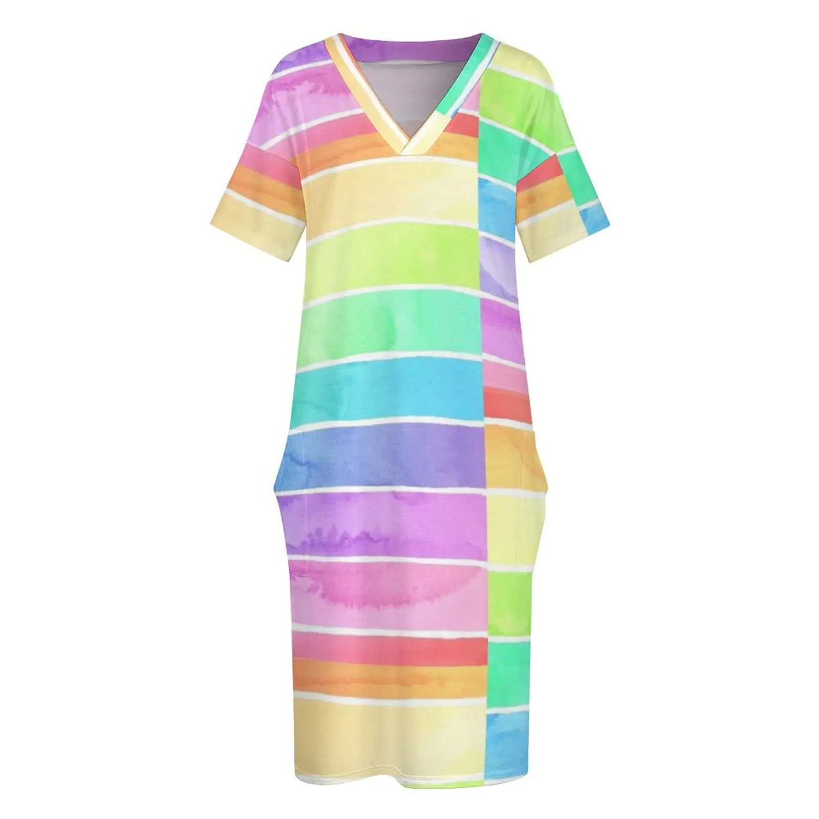 Женское платье из полиэстера и спандекса в радужную полоску