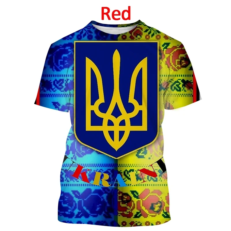 

Hot Sale 3D Proud Ukrainian Printed Short Sleeves Creative Mens and Womens Retro Trident Fashion T-Shirts