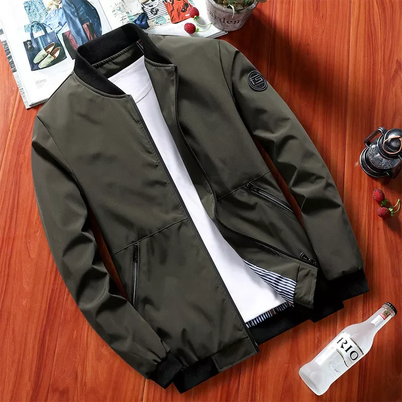 

New2022 Autumn Mens Bomber Jackets Casual Male Outwear Military Windbreaker Coats Men Stand Collar Slim Baseball Jackets Clothin