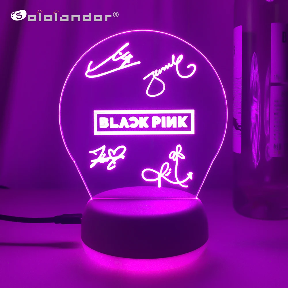

The K-pop Beauty Group BLACK PINK 3D Led illusion Night lights creative gift for friends Neon Lava Lamp Bedroom Decor BLACK Pink