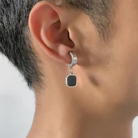 personality simple black bottom pendant earrings hip hop mens temperament trendy earrings anniversary party banquet jewelry