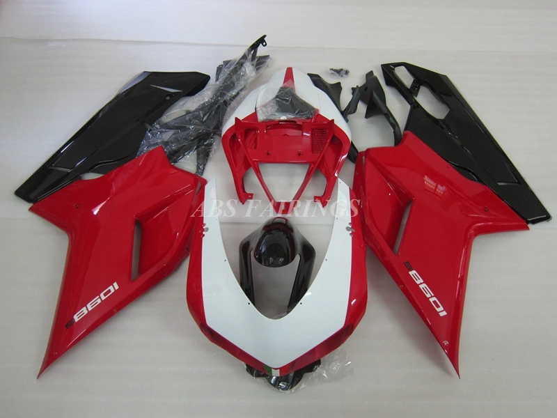 

4Gifts New ABS Motorcycle Fairings Kit Fit for Ducati 848 1098 1198 evo 2007 2008 2009 2010 2011 2012 Bodywork Set Red White