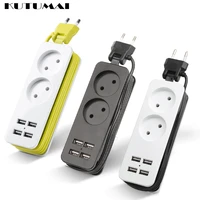 eu plug power strip travel extension socket outlet portable surge protector 2ac4 usb 1200w 250v 1 5m cable smart phone charger