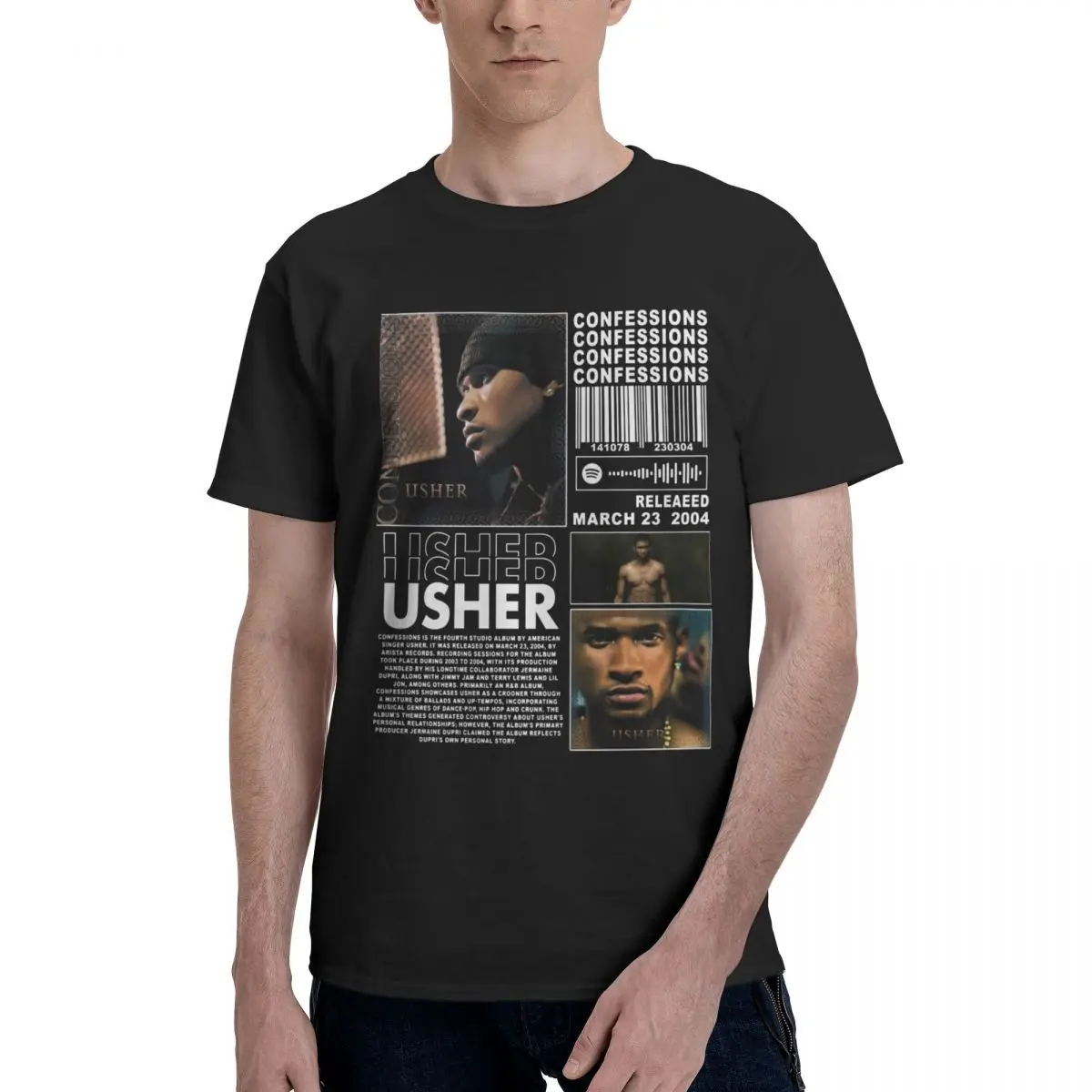 Фото Usher 2024 Singer camiseta algodón único hombres mujeres camisetas grá LRT Y2K Топы №1