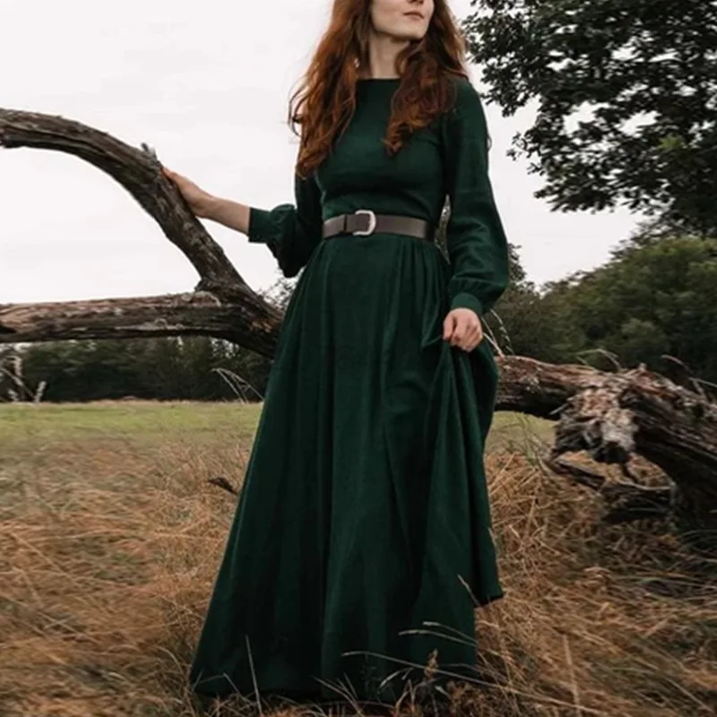 

Medieval Vintage Long Dress Women Medieval Dresses White Retro Style Renaissance Dress Floor Length Women Cosplay Dress