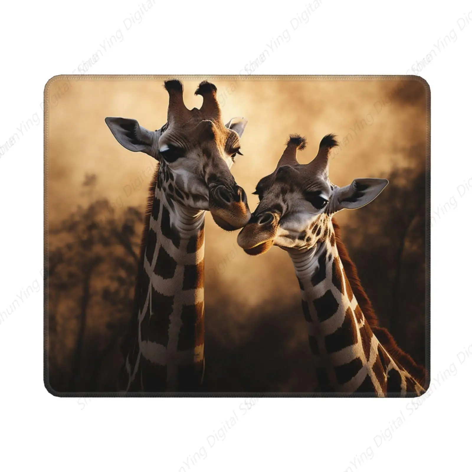 Коврик для мыши с двумя жирафами моющийся и нескользящий подходит мужских