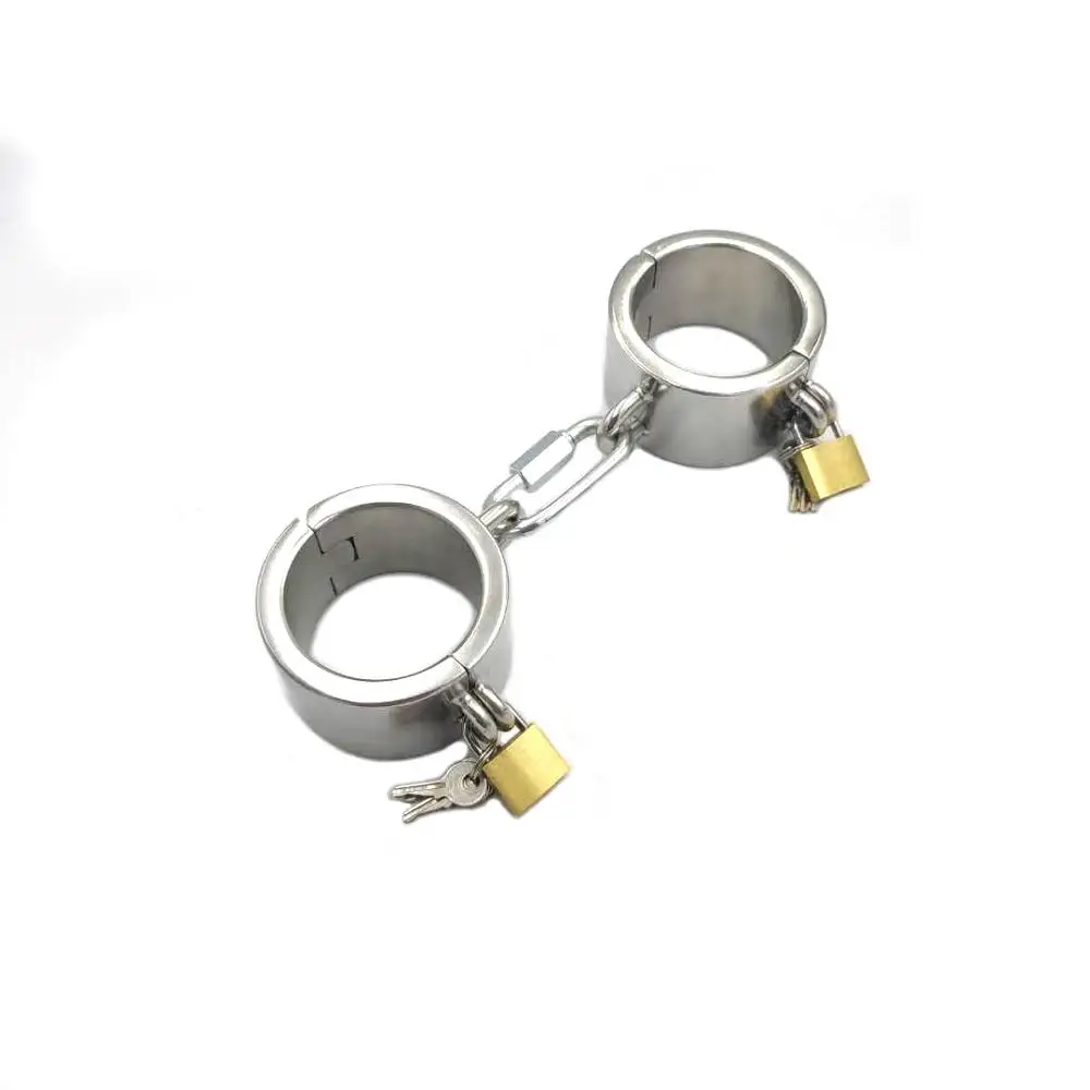 New stainless steel metal hand cuffs wrist restraints bdsm bondage with lock fetish wear adult sex products male and female sxe