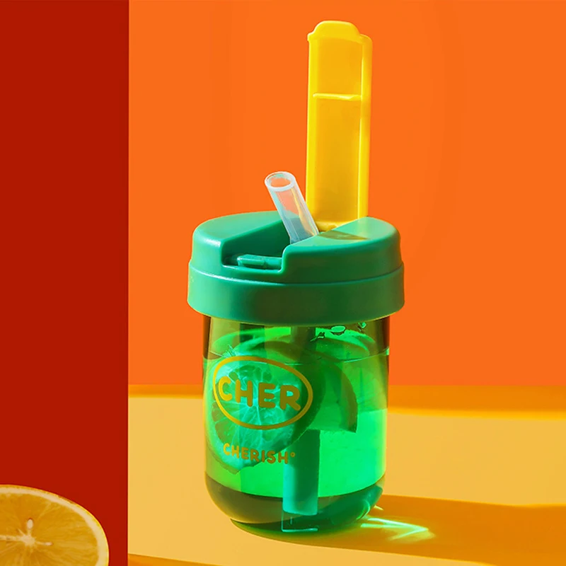 

300ml Straw Cup For Coffee Juice Sport Drink Bottle Portable Outdoor Plastic Jugs Fashion Alphabet Water Accessories