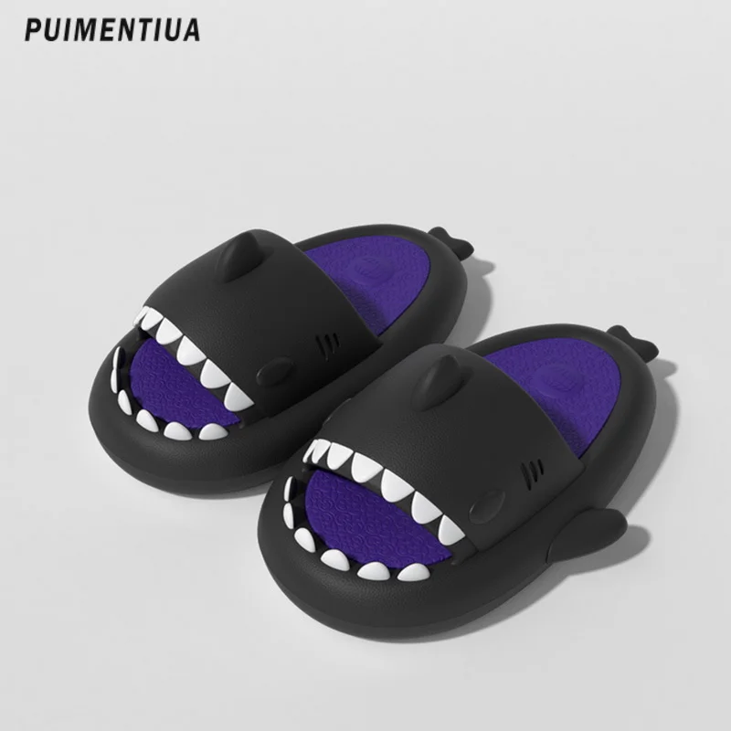 

Man Women Shark Slippers Summer Home Anti-Skid Eva Color-Mixing Couple Parents Kids Outdoor Cool Indoor Household Funny Shoes