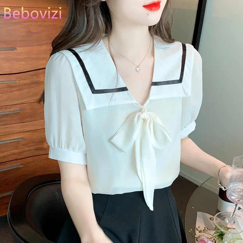 

2022 Summer New Short Sleeve Blouse Tops Casual Women's Shirts Puff Sleeve Top