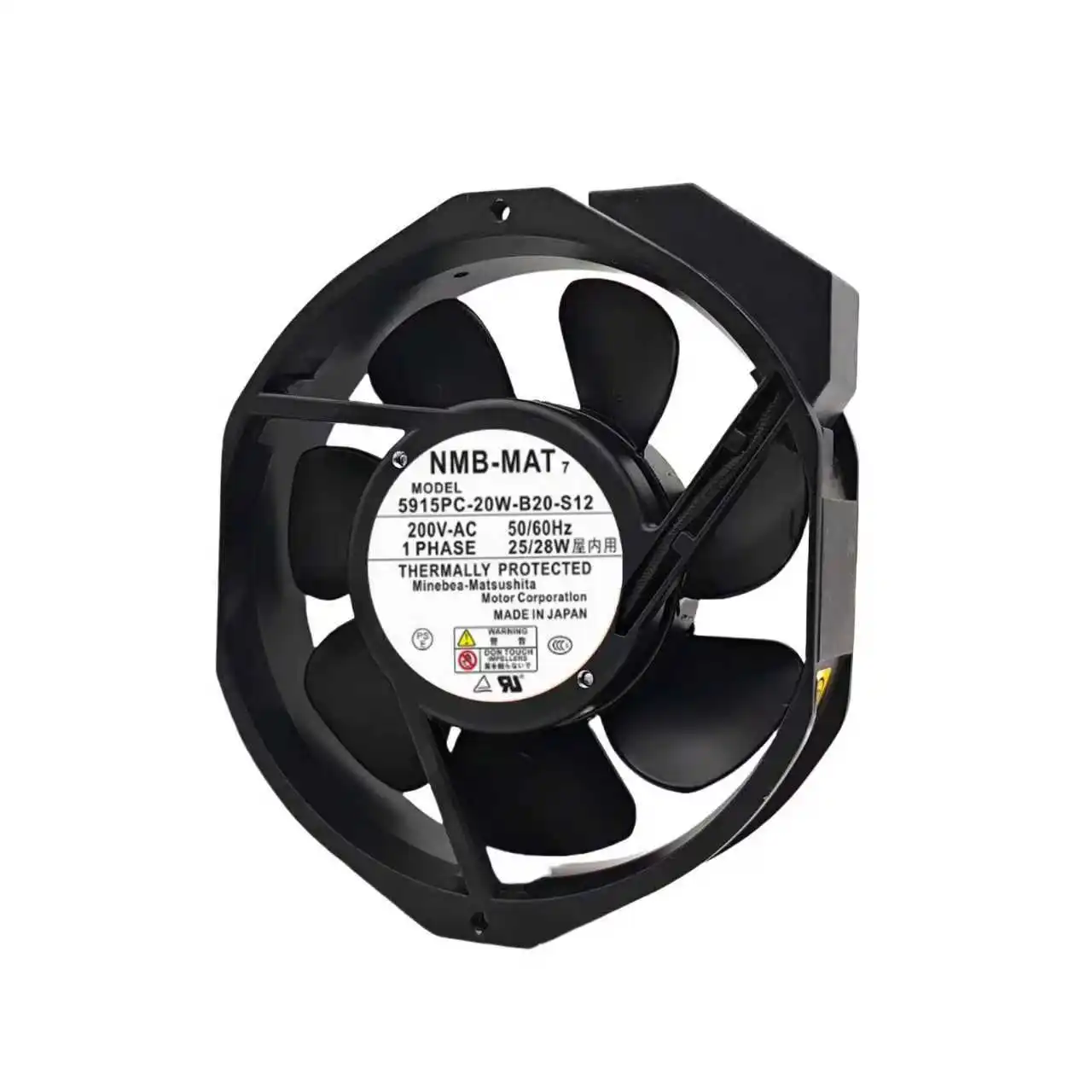 Фото Вентилятор осевой NMB 5915PC-20W-B20-S12, 172x150x38 мм, 200 В переменного тока, 2700 об/мин, 176.5 CFM, с металлическими лопастями, высокотемпературный №1