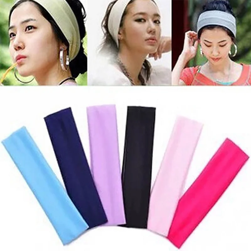 

Unisex Sports Yoga Headbands Turban Fashion Elastic Sweatband Solid Color Stretchy Hair Band Headband for Women Stretchy Outdoor
