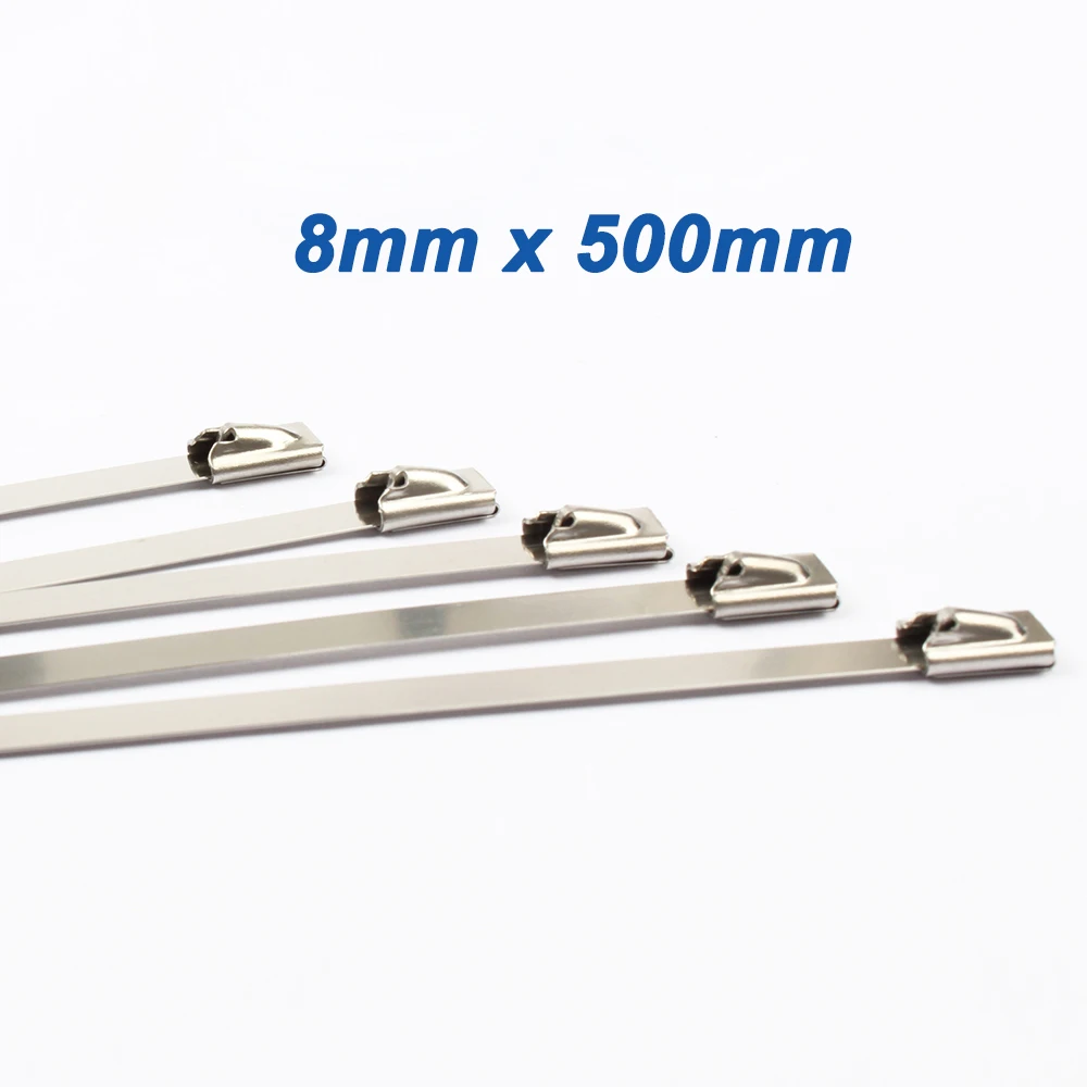 

100 шт., самоблокирующиеся кабельные стяжки из нержавеющей стали, ширина 8 мм