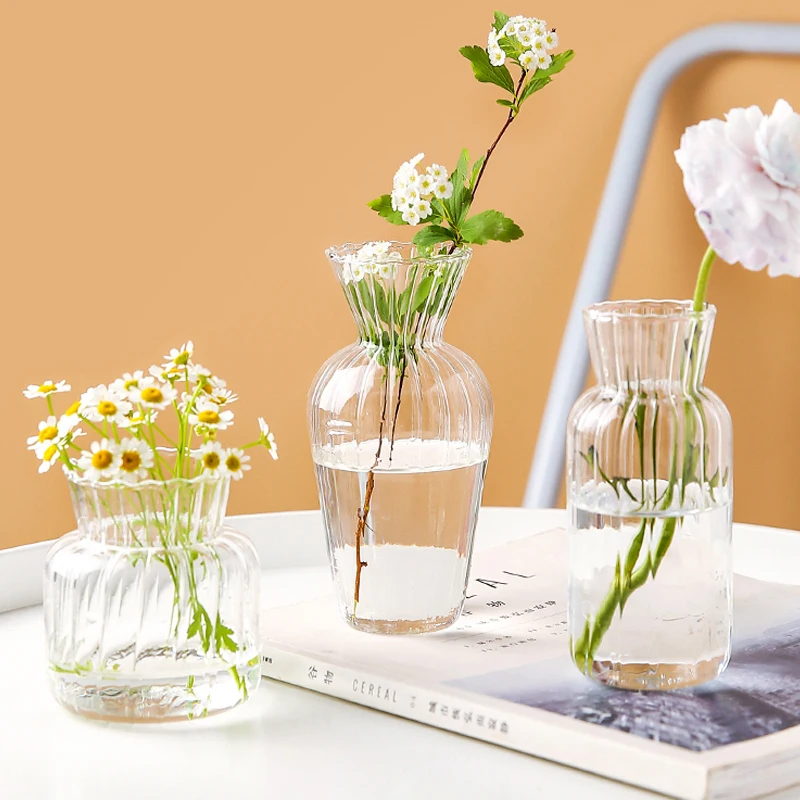 

1pc Nordic Home Living Room Decoration Simple Glass Vase Garden Decoration Cachepot for Flowers Table Decoration Desk Decoration