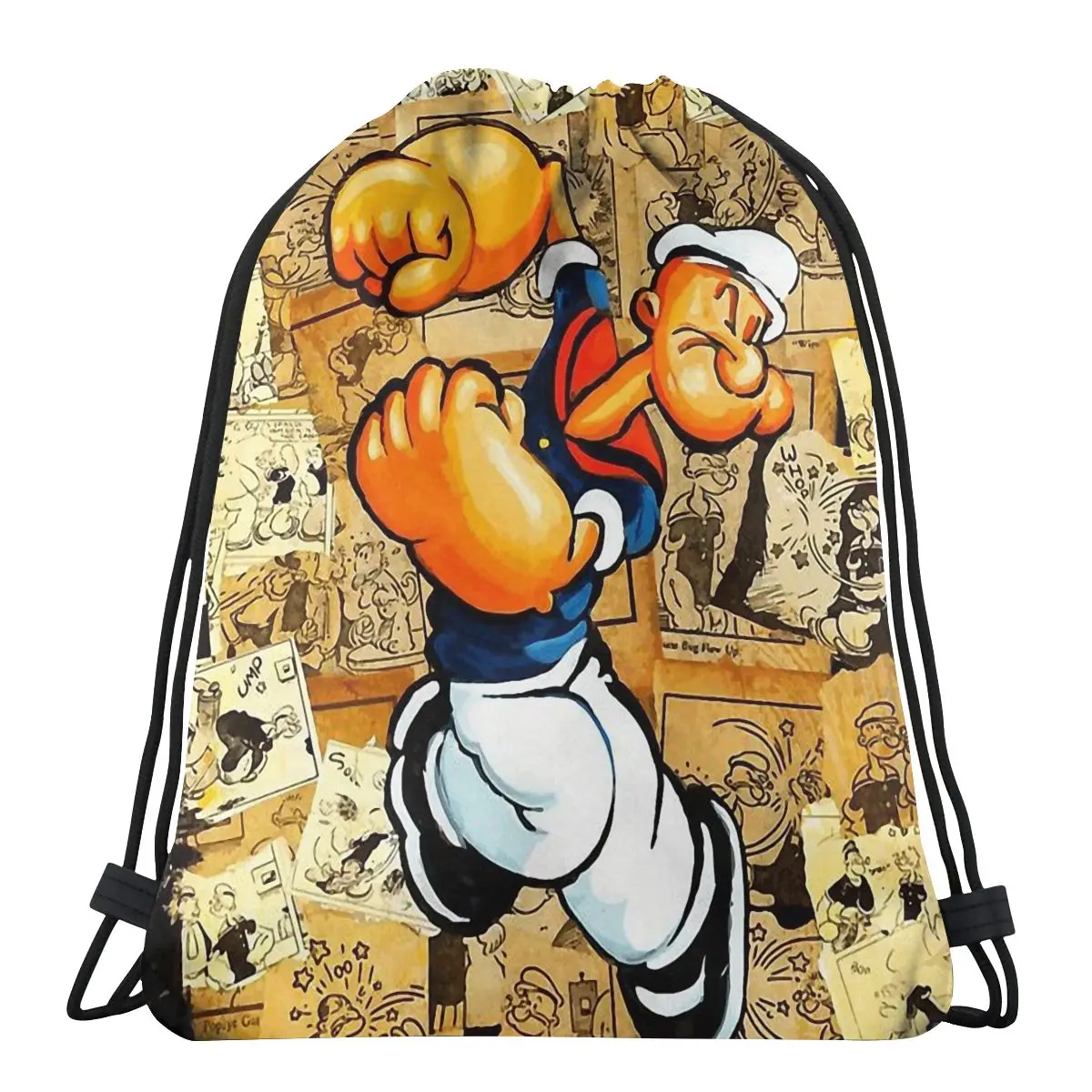 

Drawing Art Popeye The Sailor Spinach Cartoon Drawstring Bags Shopping Waterproof Storage Organize Bundle Pocket Rope Bag