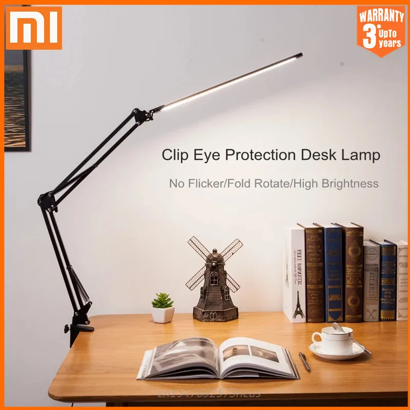 

Xiaomi LED Folding Metal Desk Lamp Clip on Table Light Clamp Long Arm Dimming Table Lamp 3 Colors For Living Room Reading