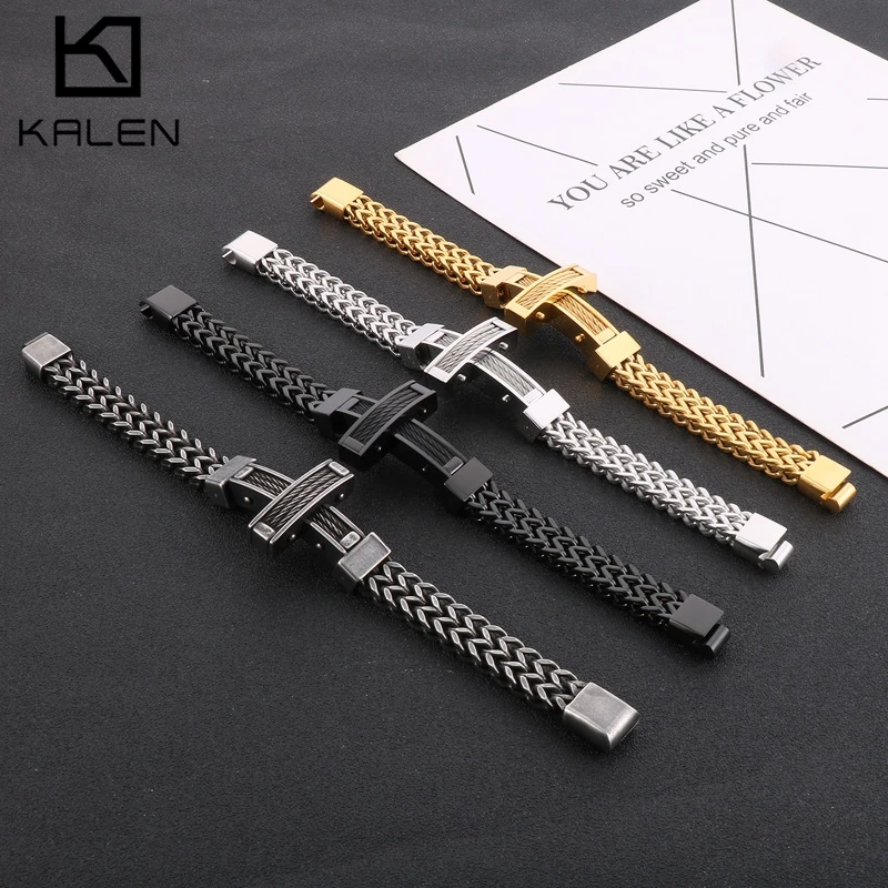 Браслет KALEN мужской из нержавеющей стали с магнитной застежкой, 210x12 мм