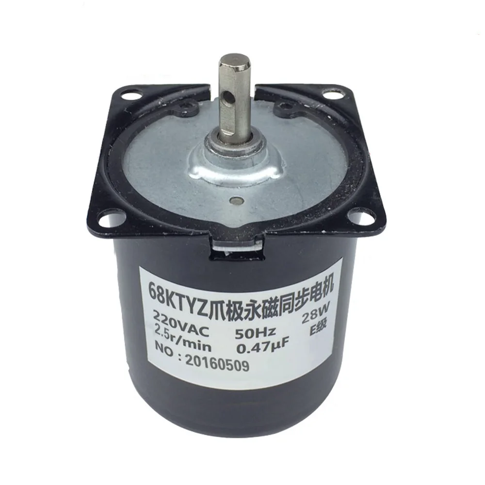 High Torque 100KG 28W AC 220V Permanent Magnet Synchronous Motor 68KTYZ CW/CCW Metal Geared Slow Speed 2.5 To 110RPM |