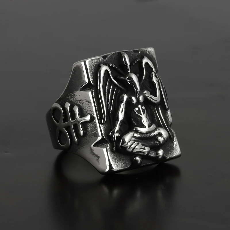 Новинка 2022 готическое кольцо Baphomet из нержавеющей стали уплотнение сатаны