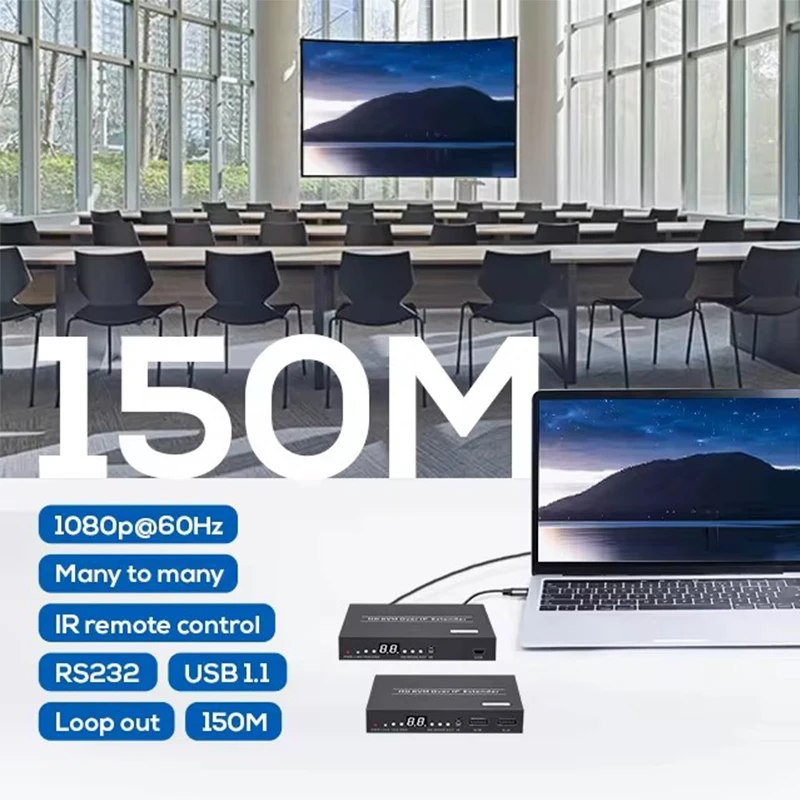 Фото 150 м HDMI квм-удлинитель через IP Ethernet Cat6 HDMI USB удлинитель матрица один к многим через гигабитный коммутатор Поддержка USB мыши клавиатуры №2