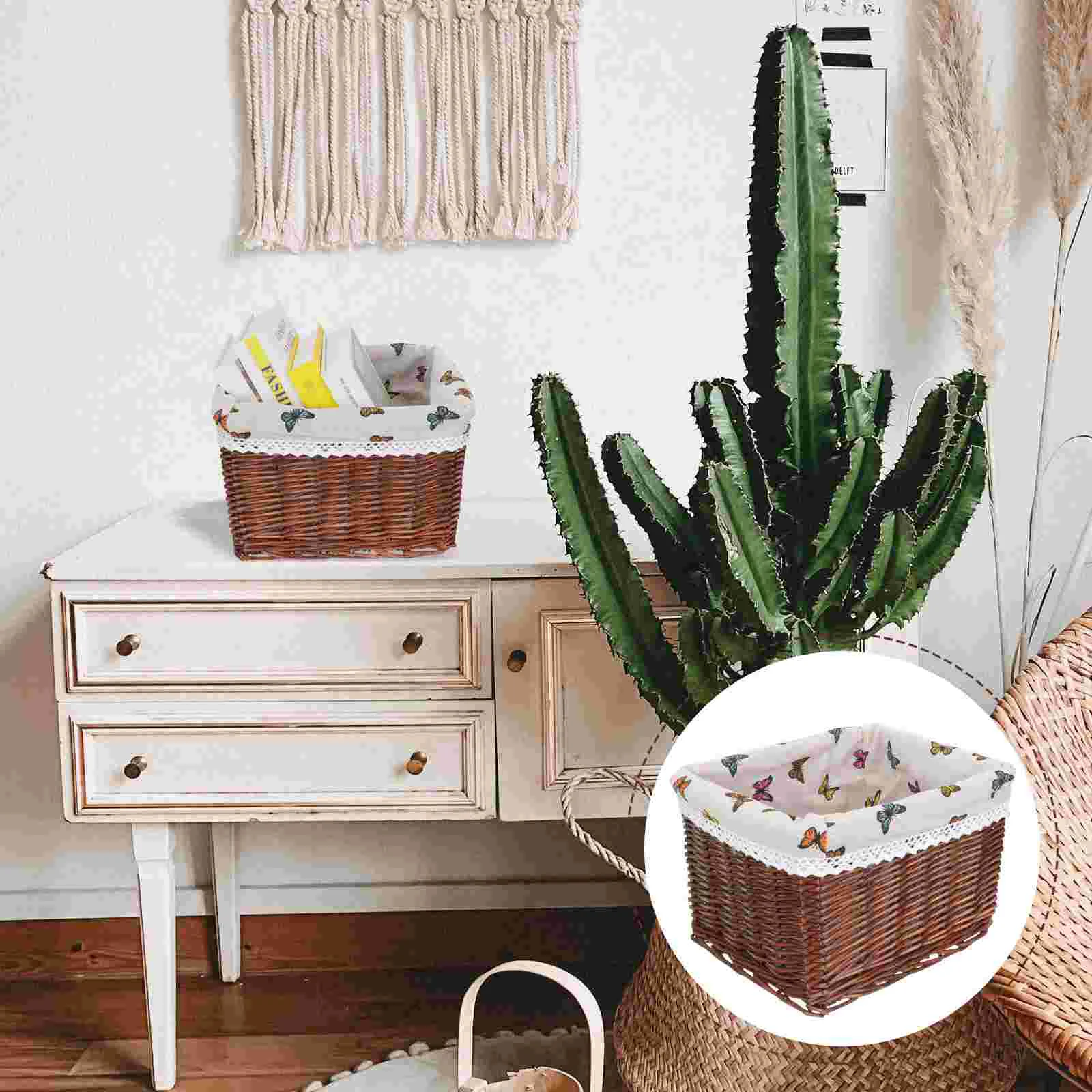 

Basket Storage Baskets Woven Container Sundries Organizer Bins Rattan Wicker Makeup Dirty Toilet Clothes Rectangular Desktop