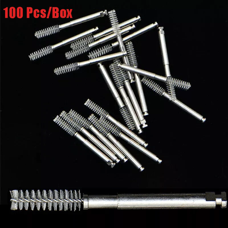 100Pcs/Box Dental Root canal Cleaning Brush Sharp Flat Cusp Head Clean Tooth Interdental Dentist Lab Instrument Tools