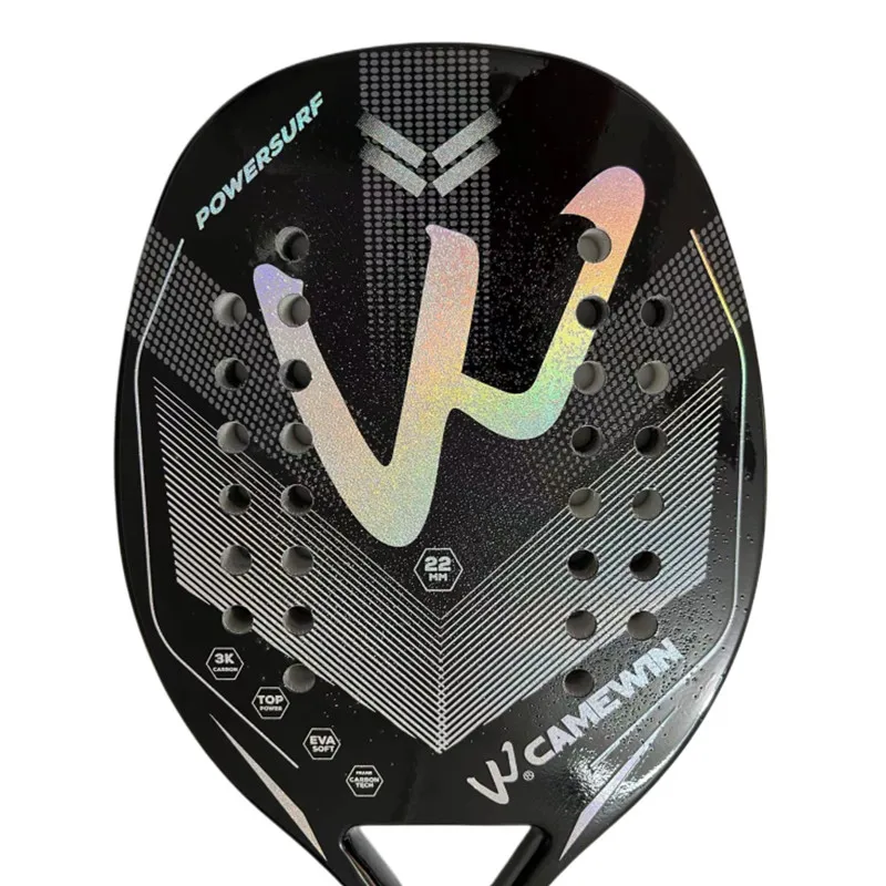 2022 New 3K Camewin Full Carbon Fiber Rough Beach Tennis Racket with Bag to Send Premium Sweatband Plus Tennis Padel