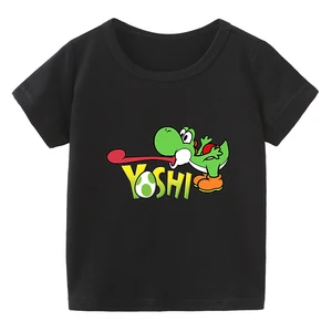 Летняя детская футболка yoshi из чистого хлопка для мальчиков и девочек 2 4 6 8 10 12