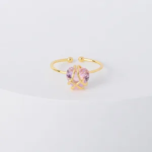 2022 Love Crystal Castle Rings For Women Girls Fashion Party Wedding Jewelry Gifts Zircon Opal Pink  in Pakistan