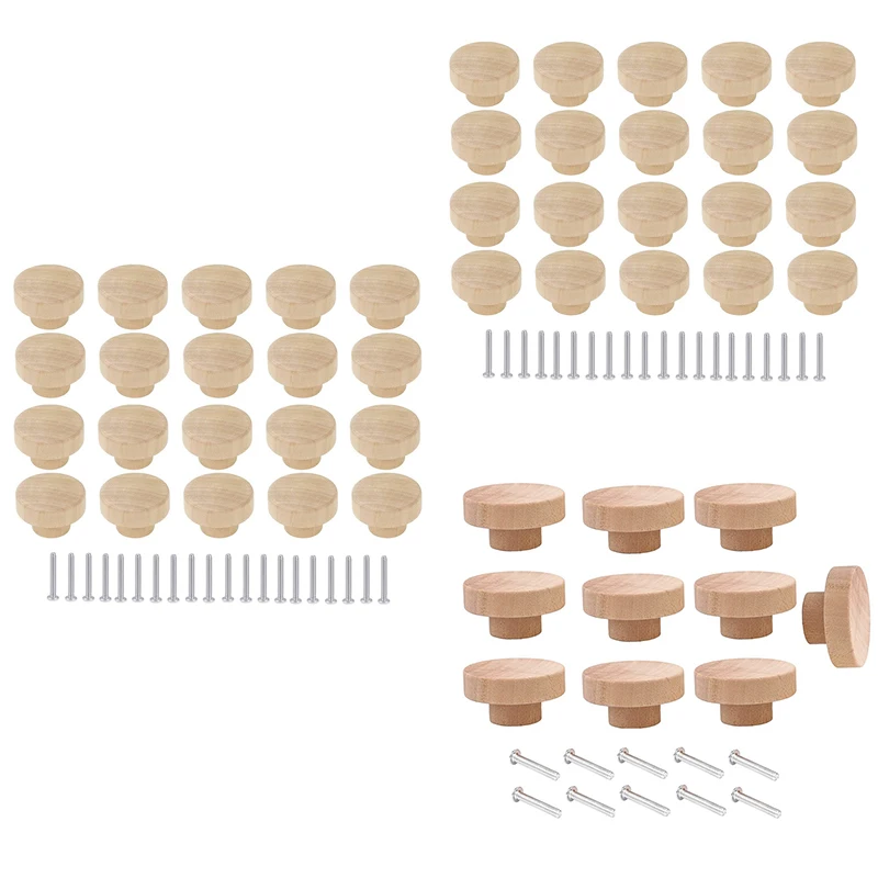 

AT14 Round Unfinished Wood Drawer Knobs Dia Wood Furniture Cabinet Dresser Pulls