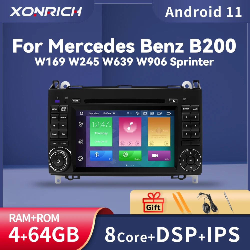 Автомагнитола Carplay 2DIN Android11 для Mercedes Benz Sprinter B200 W209 W169 Viano B-class W245 B170 Vito W639 A180 A160 W906 |