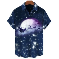mens short sleeve hawaiian shirt top christmas santa 3d print shirt plus size summer mens casual beach shirt oversized 5xl
