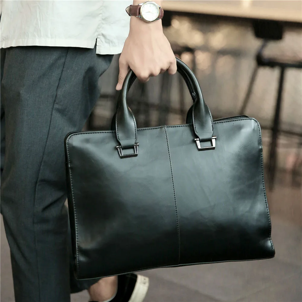 

Men Briefcases Pu Leather Man Tote Laptop Bag Business Handbags Shoulder Bags 2023 Work Office Men's Executive Briefcase Lawyer