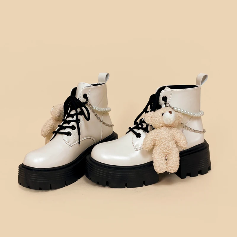 Женские ботильоны на платформе Amy and Michael белые ботинки массивной подошве в стиле