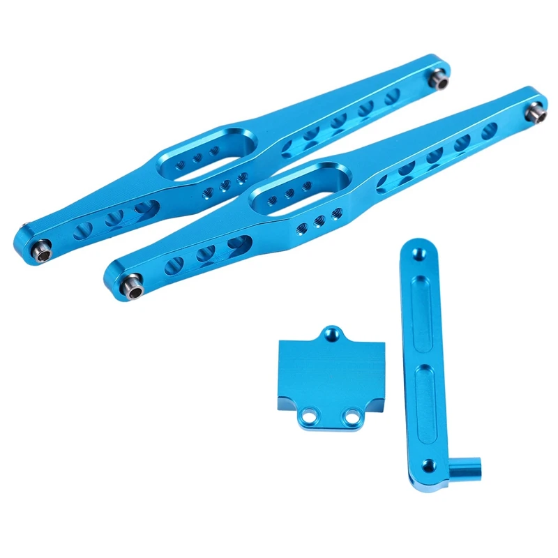 

3 Pcs RC Car Part: 1 Pcs Metal Steering Component Steering Servo & 2 Pcs Metal Rear Axle Main Beam Rear Swing Arm