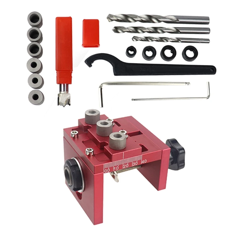 

Woodworking Straight Hole Three-in-one Punching Locator Round Dowel Plate Positioning Clamping Range 0-60mm 2.36inches