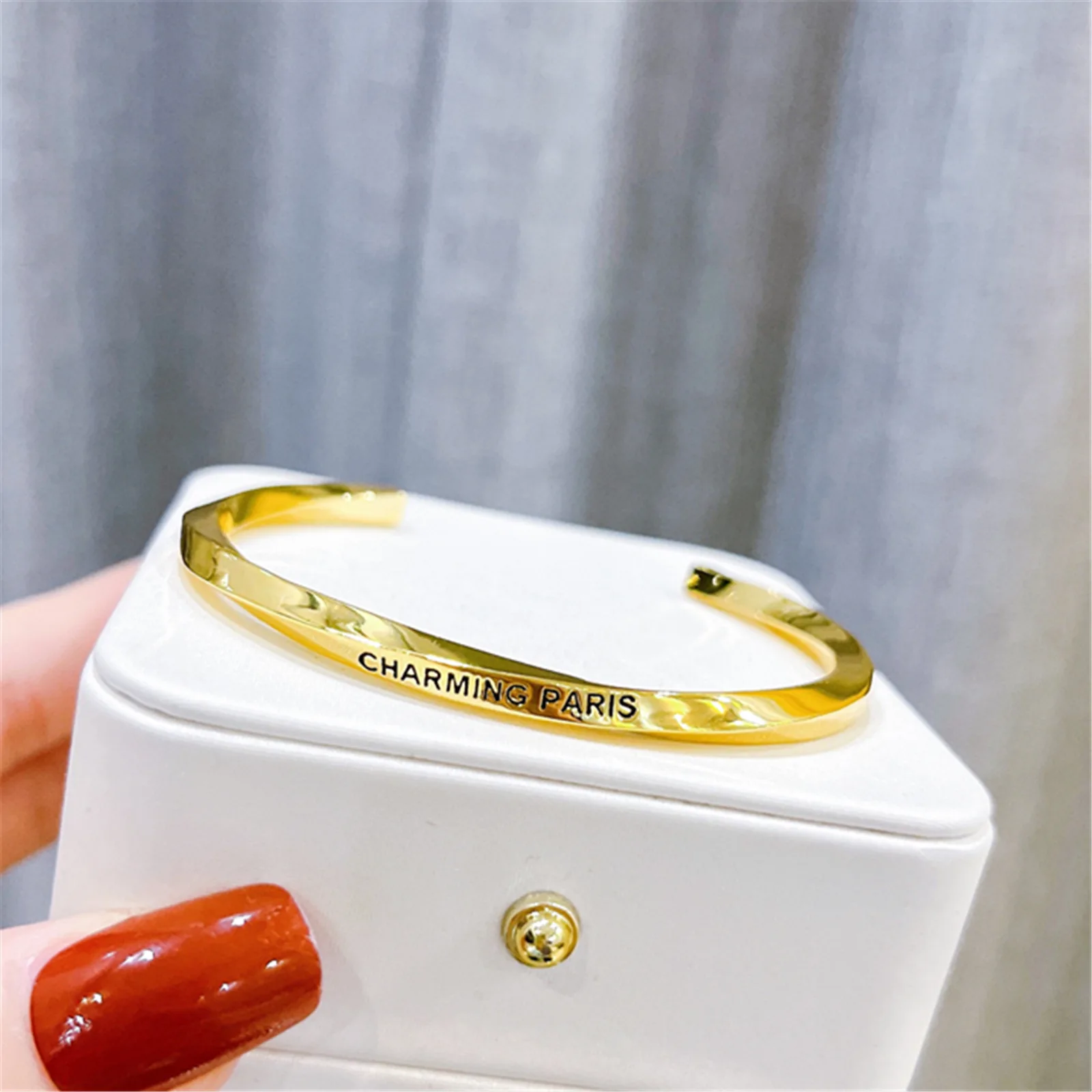 New In Korean Style Simple Ripple Pattern Cuff Bracelet  Bangle For Women Fashion  Advanced Charms Bracelets Accessories