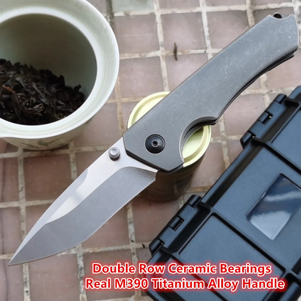 

JUFULE New JF226 Double Row Ceramic Bearing M390 Blade Titanium Handle Folding Tactical Camping Hunting EDC Tool Utility Knife