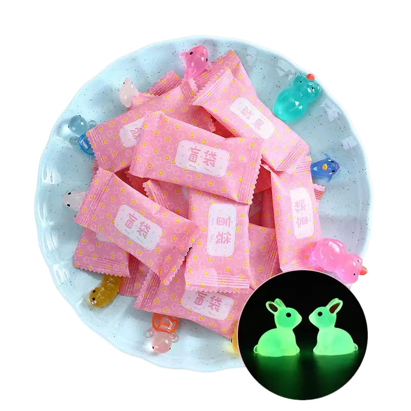 

Cute Mini Simulation Glowing Animal Blind Box Toys food Action Surprise Tide Play Figures Fake Candy Guess Blind Bag Kids Gifts