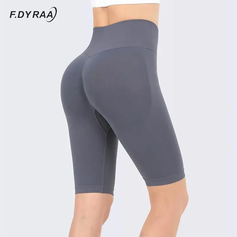 

F.DYRAA Women Seamless Yoga Shorts High Waist Butt Lifting Sports Shorts Tights Squat Proof Gym Workout Fitness Active Leggings