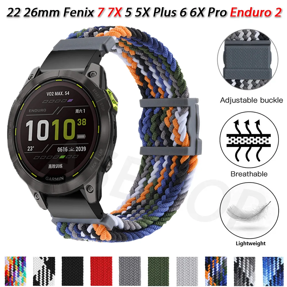 

Ремешок нейлоновый для наручных часов Garmin Fenix 6X 6 Pro 5 5X Plus 7 7X 22 26 мм, браслет для смарт-часов Correa Fenix 3 3HR Enduro 2 945