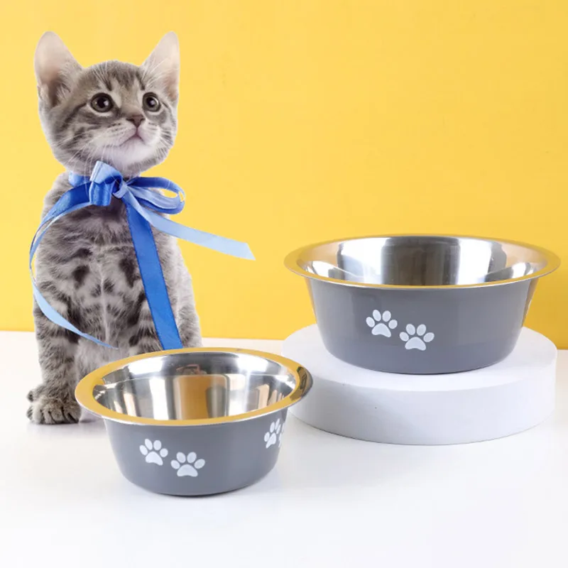 Миска для собак и кормушка для кошек Питомник Аксессуары Нержавеющая сталь Большая вместимость Питьевая и пищевая миска для собак и кошек Прочная и дешевая.