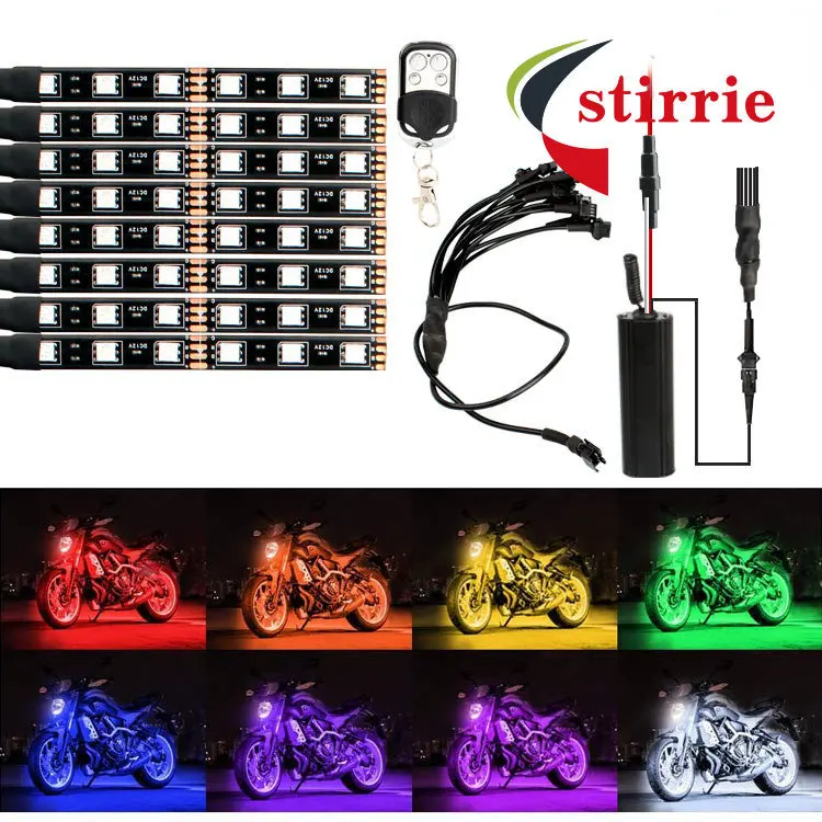 

one for eight RGB atmosphere lamp car mounted slide lamp with indoor ambient lamp motorcycle led light car accessories